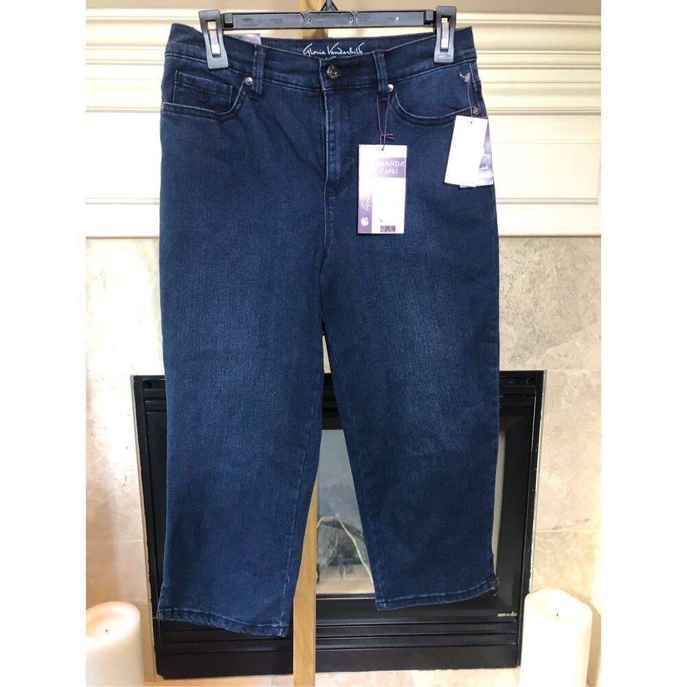 Gloria Vanderbilt Women’s Blue All Around Slimming Classic Rise Capri Jeans Size